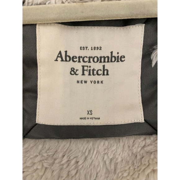 Abercrombie & Fitch Sz XS Vest Jacket Sherpa Lined Double Zip Logo Navy Hoodie - Picture 7 of 9
